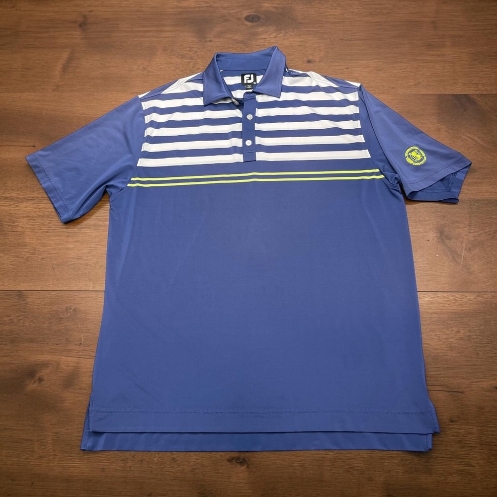 FootJoy Mens XL Blue Striped Golf Polo International Country Club‎ Short Sleeve